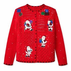 DESIGNERS STUDIO ORIGINALS Red Christmas Holiday Santa Sweater Size Medium